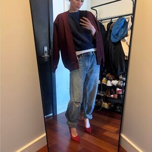 Vintage-Style burgundy cardigan